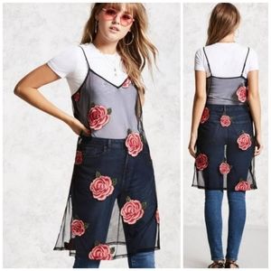 Sheer Embroidered Rose Dress Small